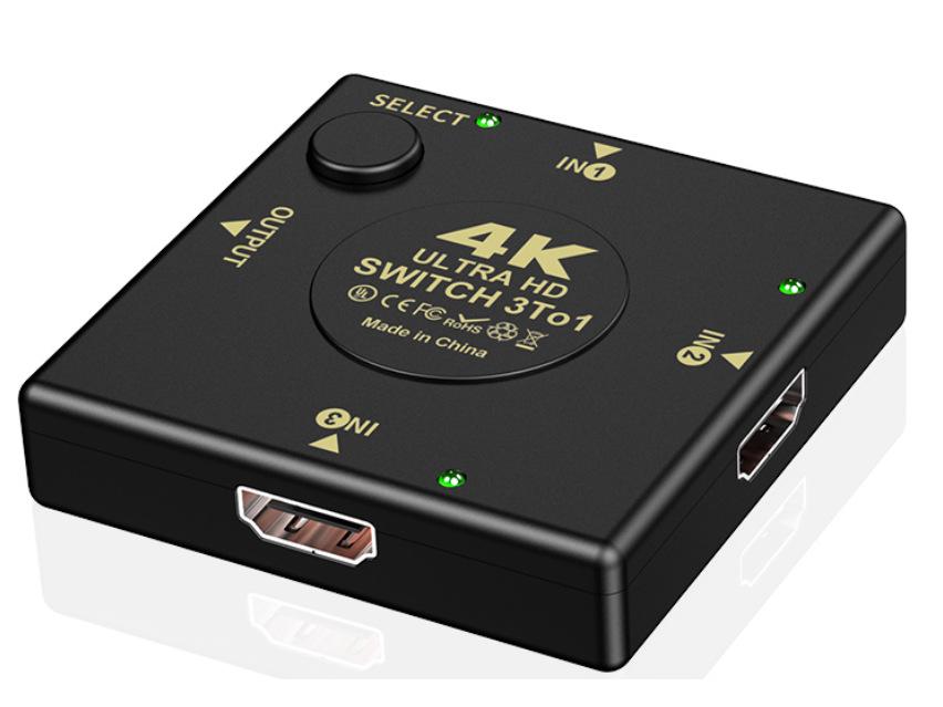 4K HDMI Three-to-One Pigtail High-Definition Switcher