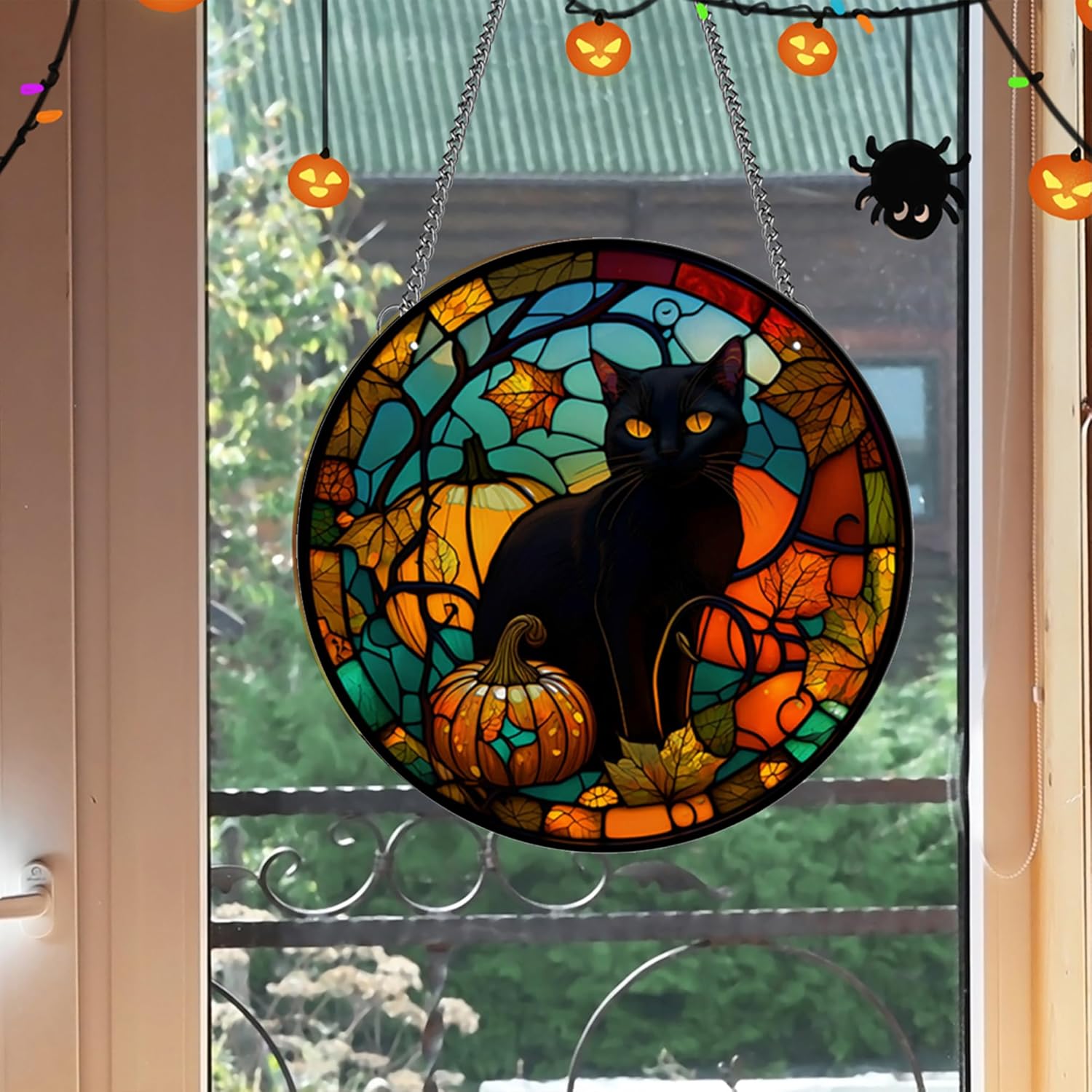 

Halloween Decorations Outdoor, Vintage Halloween Black Cat Decor Scary Hanging Decorations for Front Door Wall