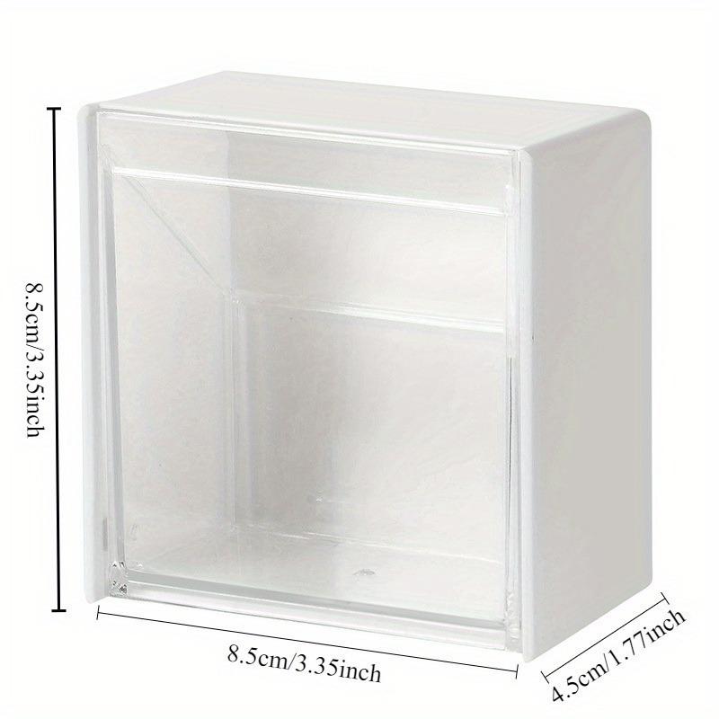 2pcs Dustproof White Wall-Mounted Storage Boxes | Plastic Organizer with Clear Fronts for Bathroom, Swabs, Makeup Small Jewelry