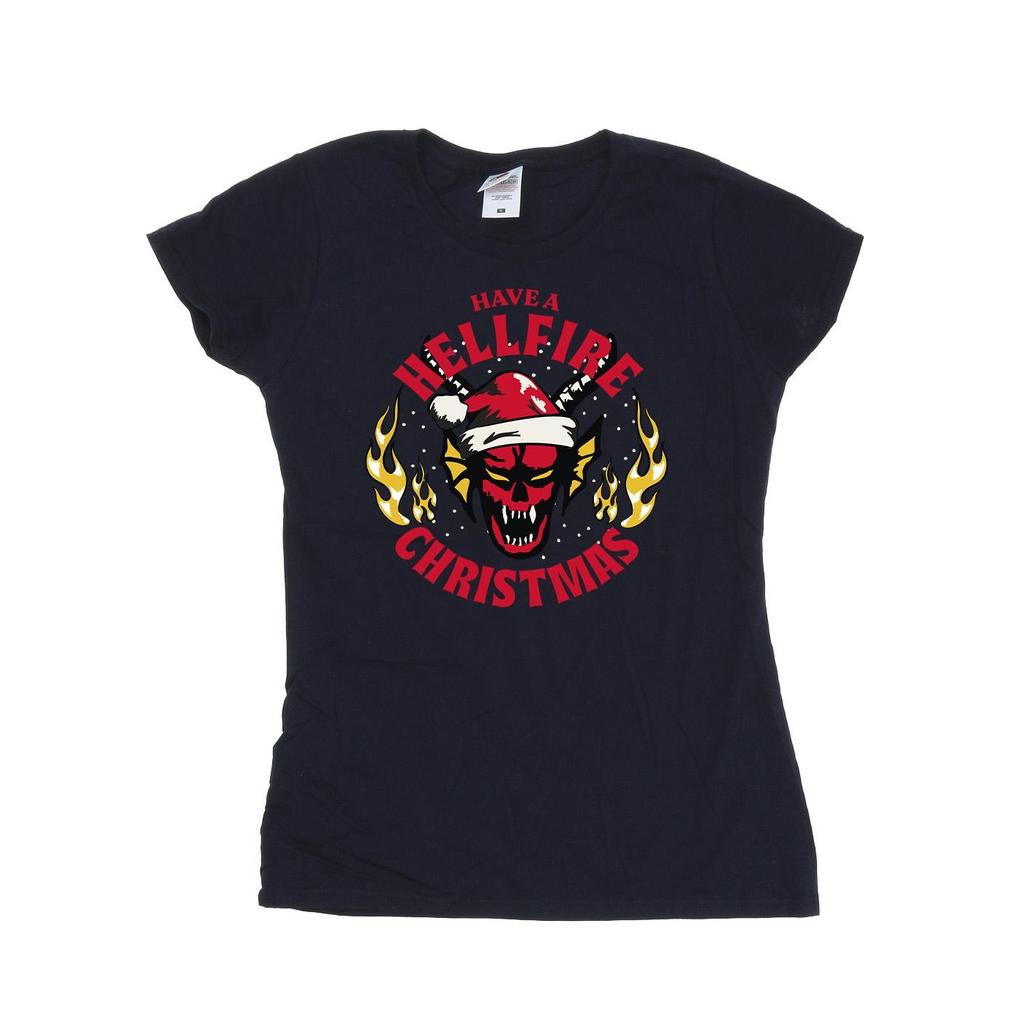 Netflix Womens/Ladies Stranger Things Hellfire Christmas Cotton T-Shirt