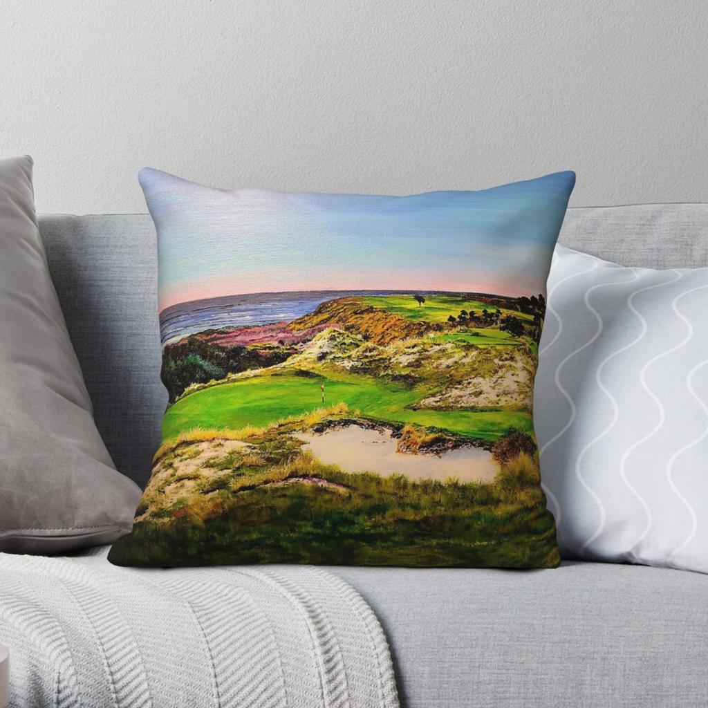 Bandon Dunes Golf Resort Square Pillowcase Polyester Linen Velvet Printed Zip Decor Sofa Cushion Cover