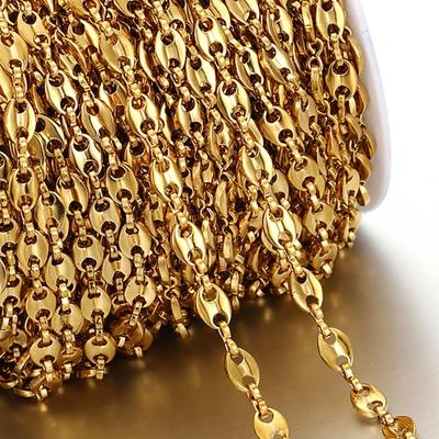 1meter Stainless Steel Coffee Bean Beads Chain Pig Nose Link Chains for Bracelets Necklace Jewelry Making Components DIY