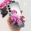 For Samsung Galaxy A24 4G Case Couple Lovely Heart Beautiful Flower Cover For Fundas Samsung A24 4G A245F A 24 Soft Clear Rubber