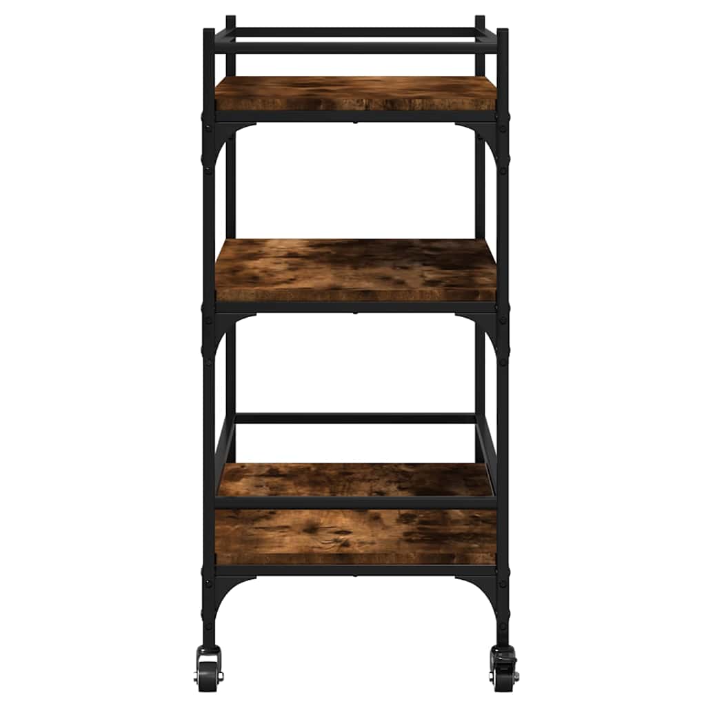 Kitchen Trolley Smoked Oak Finish 65 x 40 x 86.5 cm Engineered Wood