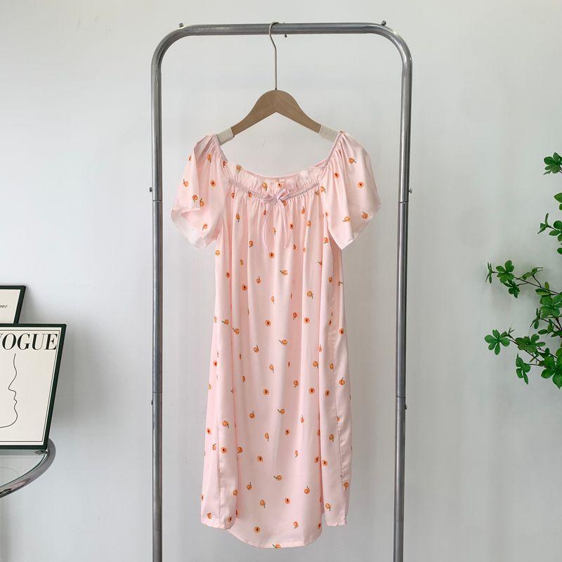 2025 New Arrival Nightdress Summer Floral Pajamas Loose Short Sleeve Thin Girl's Dress Special Offer Female Summer Home Wear