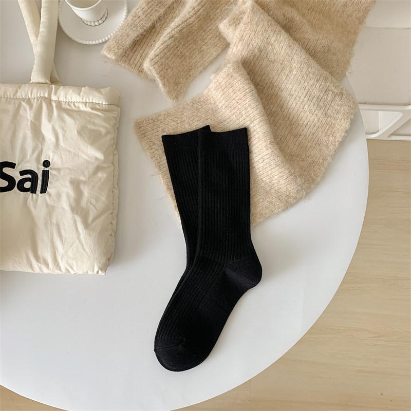 Men'S Cotton Socks, Sweat-Absorbing And Breathable Men'S Socks, Business Casual Versatile Solid Color Short Socks, Medium Tube Socks.