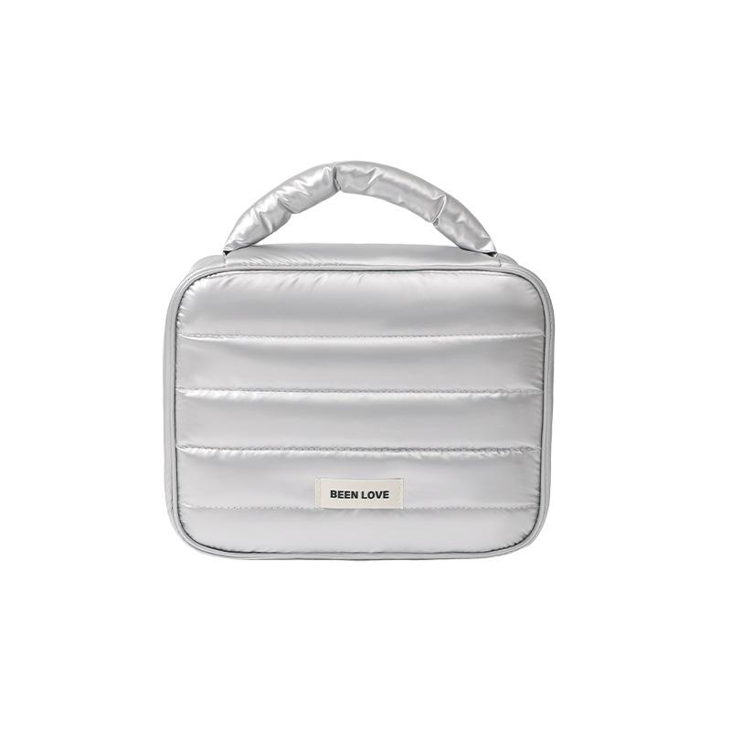 

Multi Functional Makeup Bag Toiletry Bag Portable Travel Grooming Bag Cosmetic Bag Large Capacity Compartmentalized Digital Product Storage Bag серебряный