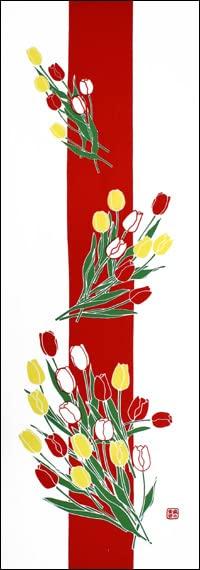 

Anbo Dyeing Hand Towel Authentic Dyed Cotton Tokuoka Made in Japan 35cm x 100cm Tulip Joy 100%