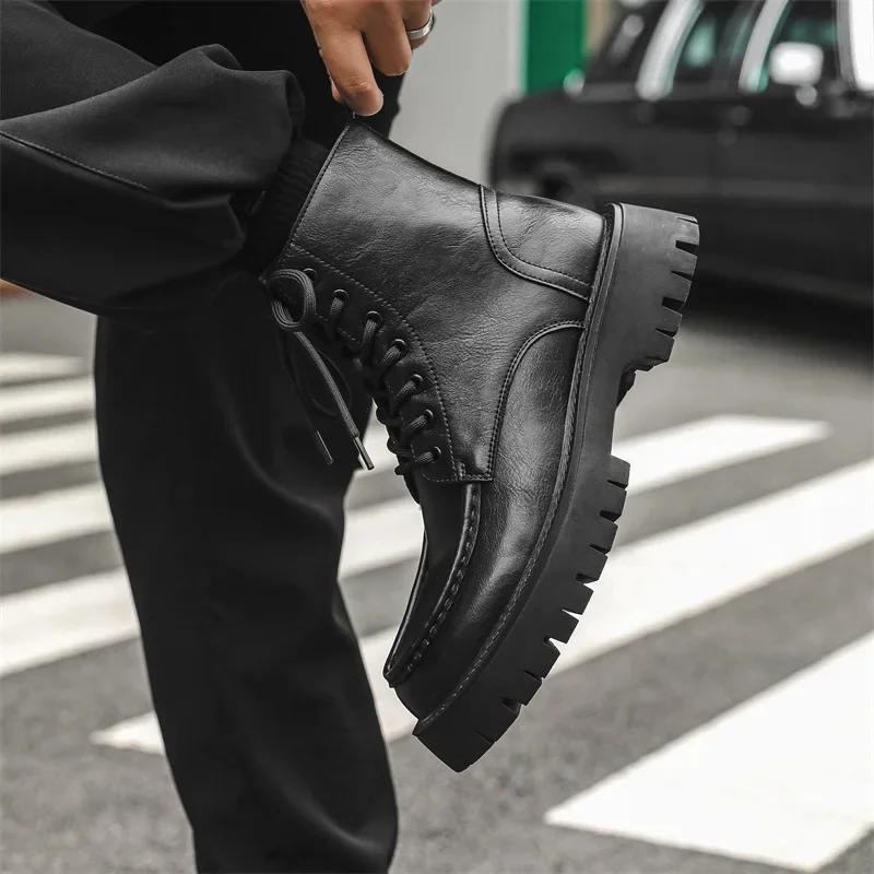 

Мужские ботинки из натуральной кожи Модные мужские повседневные кожаные туфли Мужские ботинки в британском стиле Высококачественная обувь для мужчин Ботильоны 38