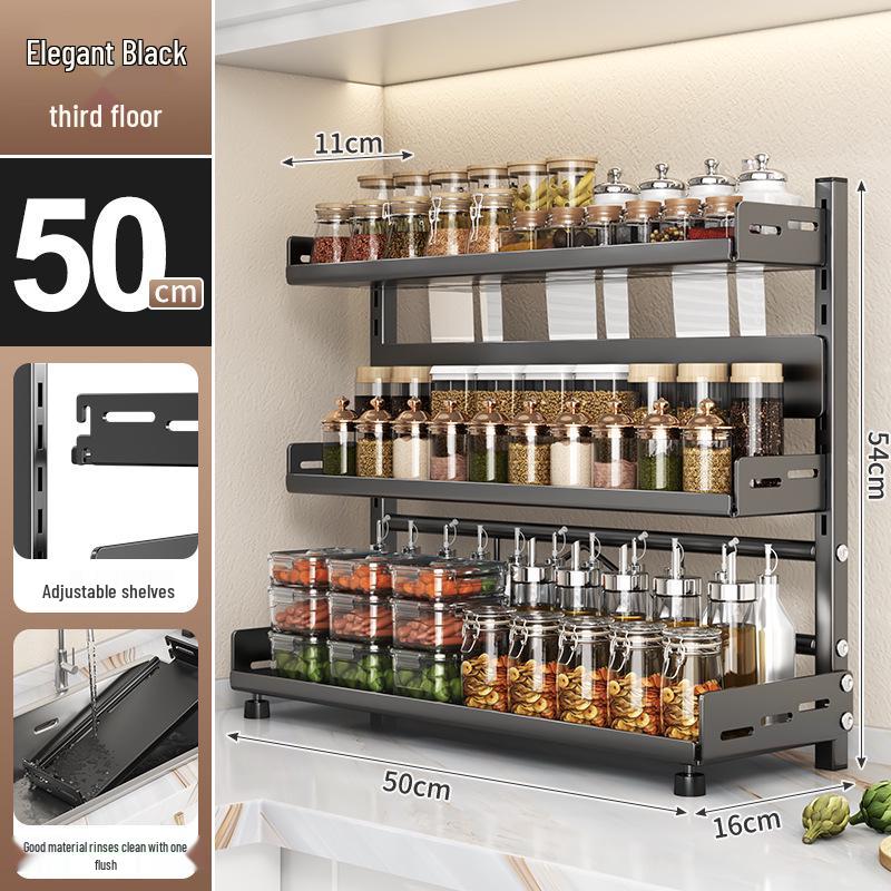 Multi-layer Kitchen Utensil Organizer: Knife Holder & Condiment Rack