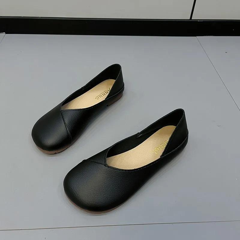 Leder Frühling Herbst Damen Ballerinas Damen Slipper Bequeme Weiche Leder Damen Flats Schuhe