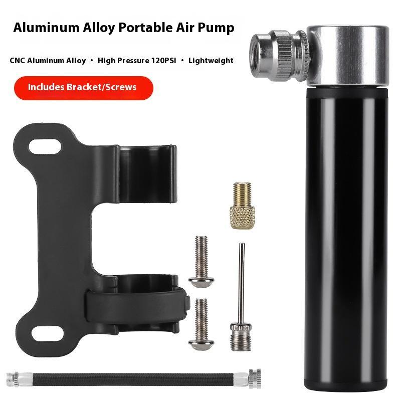 Mini Aluminum Alloy Bicycle Pump Portable Silver Pump Road Mountain Bike Pump Riding Tire Filling Pump Riding Equipment Outdoor