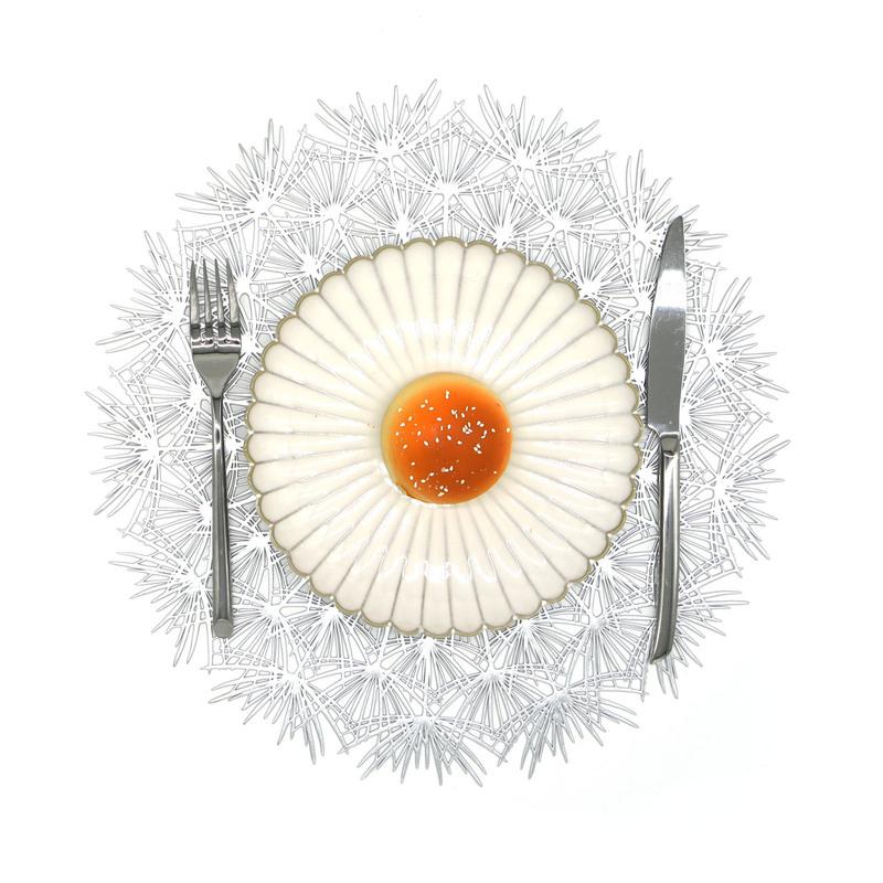 2/4PCS Dandelion Placemat for Dining Table PVC Plastic Hollow Coaster Table Bowl Mats Set Holiday Party Home Decor Wedding Party