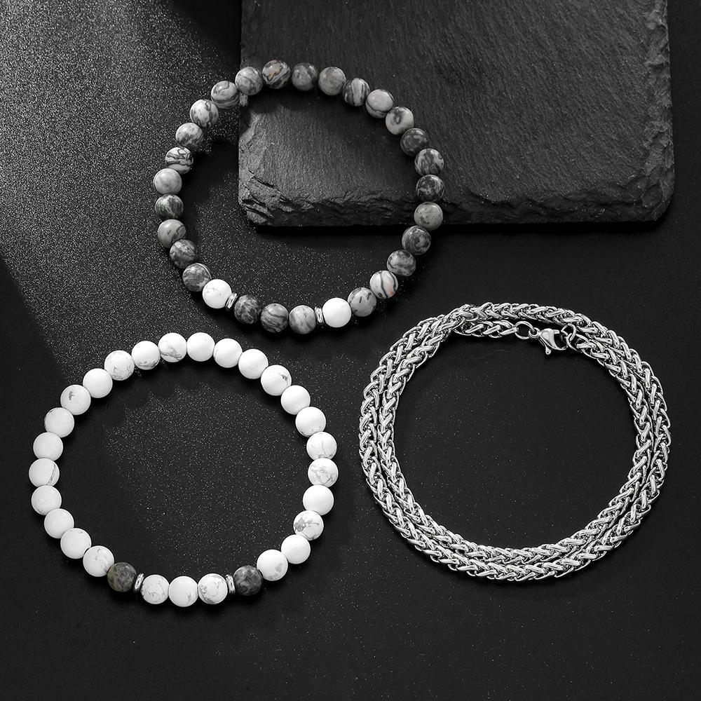 Bracelet Zircon Micro-incrusté Dés Ensemble de Bracelets, Bracelet Élastique Pierre de Fiel Noire Très Vendu, Puissance Petit Ami.