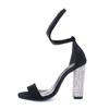 Sandals Women Heeled Rhinestone Ankle Strap Pumps Super High Fashion Heels
