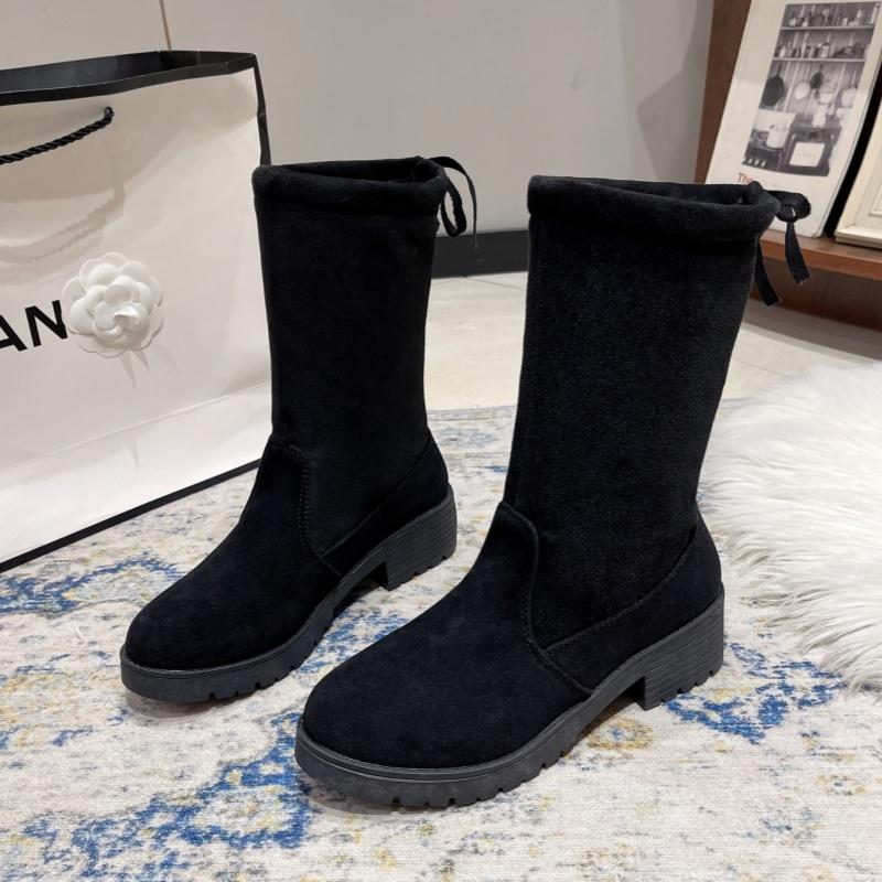 

Замшевые женские ботильоны на среднем каблуке, зимние теплые модные массивные туфли 2024 года, трендовые повседневные туфли «Челси», зимние уютные ботинки для женщин 35