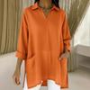2026 Spring European & American Women's Fashion Solid Color Pocket Shirt Collar Loose Top