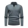 Half Zip Stand Collar Men Solid Color Casual Knitted Pullover Sweater