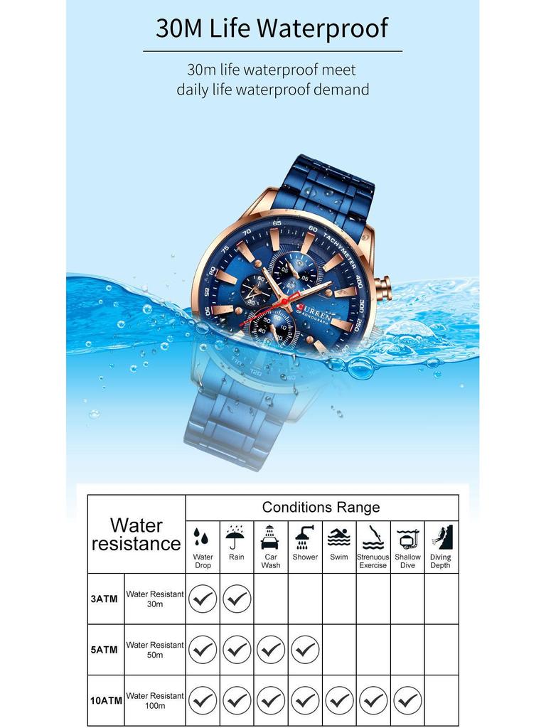 Curren 8351 Męski Wodoodporny Kwarcowy Wielofunkcyjny Zegarek Biznesowy z Kalendarzem