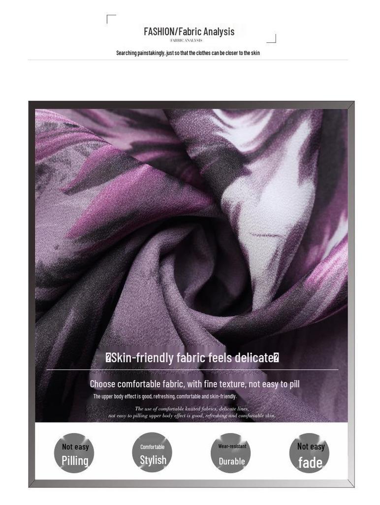 2026 Summer Chiffon Dress for Middle-Aged & Elderly Women - Mid-Length, Plus-Size, Belly-Concealing