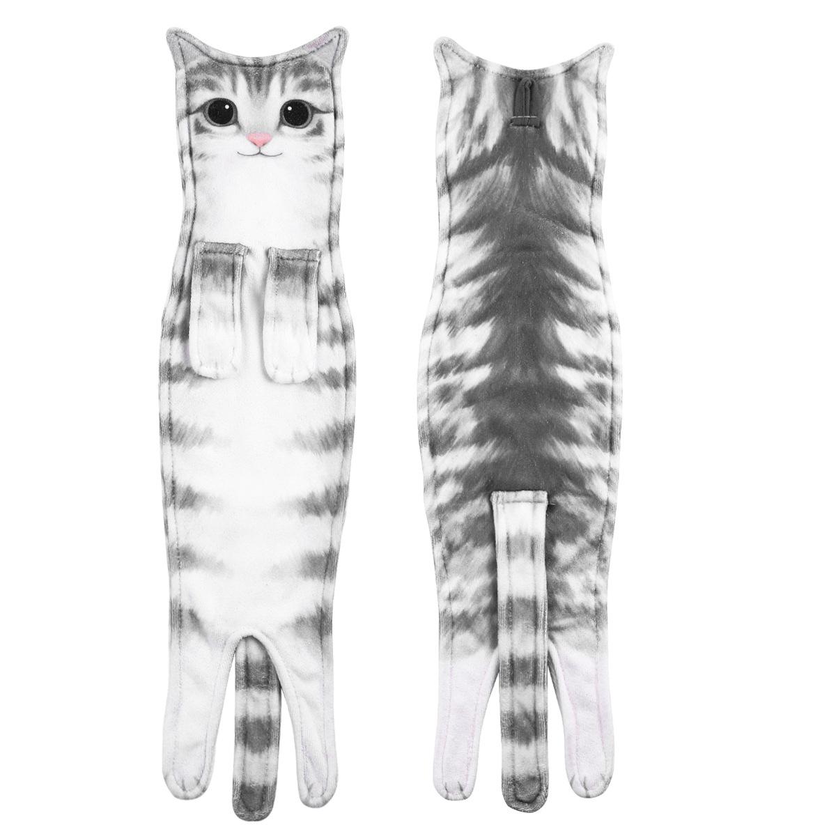 Realistic Cartoon Cat Hand Towel - Cute, Soft, and Absorbent