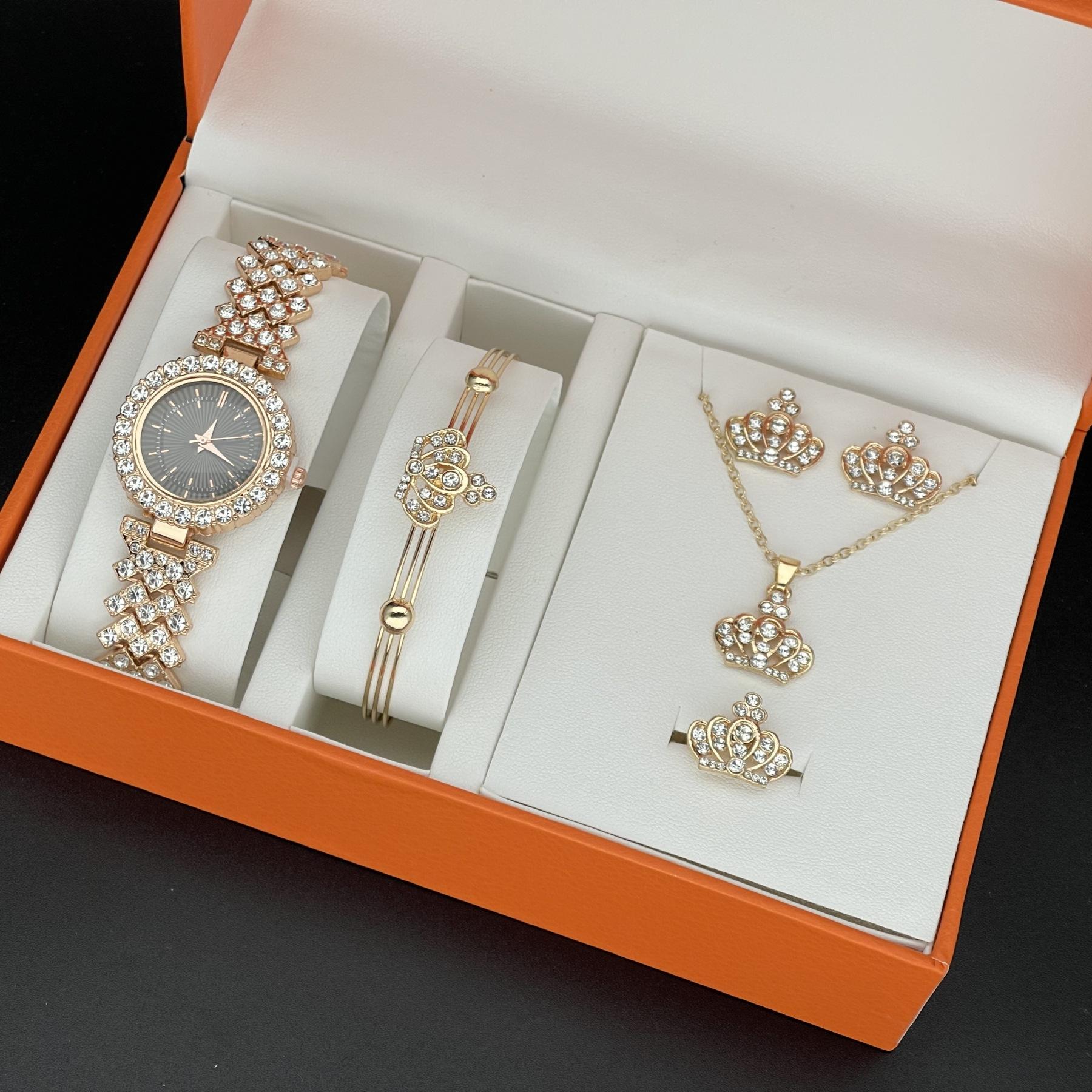 

Женские часы Набор из 6 часов Роскошные часы Женские Роскошный бренд Reloj Mujer Набор часов-браслетов Бриллиантовый стальной браслет (Нет коробки)