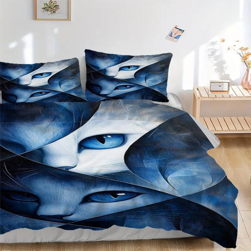 

3pcs Cat Abstract Print Duvet Cover Set, Soft Comfortable Duvet Cover,Guest Room (1*Duvet Cover + 2*Pillowcase, Without Core) yy251104148 135x200cm