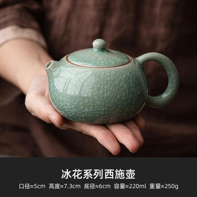 220ml Boutique Ice Flower Ru Kiln Porcelain Xishi Teapot Boutique Pot Cup Set Tea Brewing Kettle Tableware Accessories Ornaments