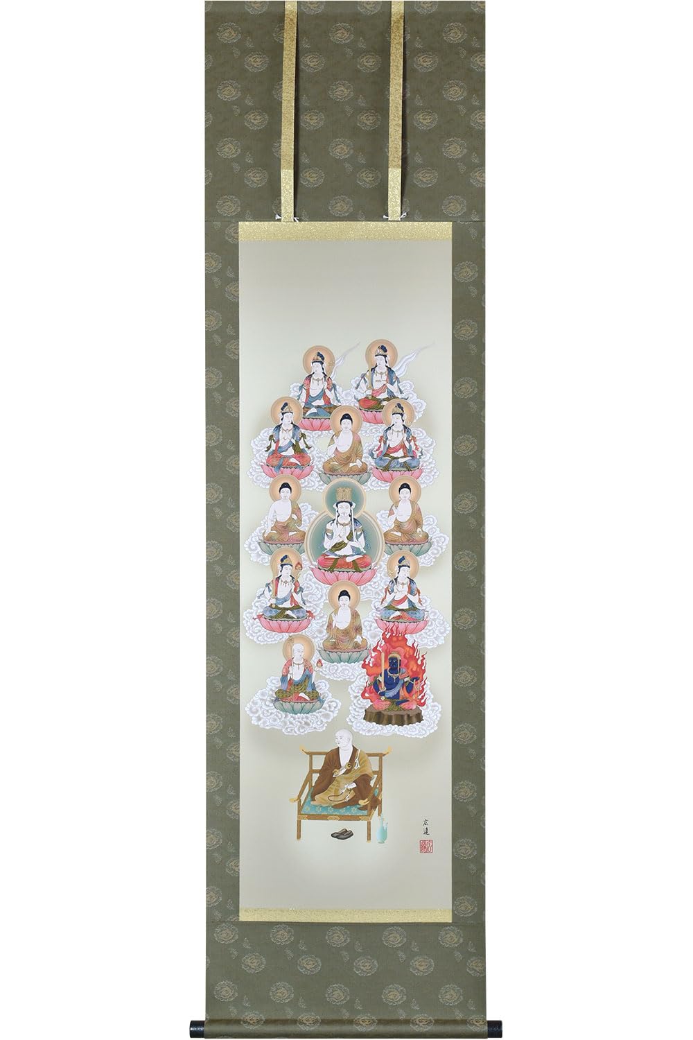 

Солнечный город Галерея Подвесной свиток Буддийская живопись Сингон Тринадцать Будд Хирото Танака Ракусай Донсу Мару Монтаж х 164см 44.5 зелёный
