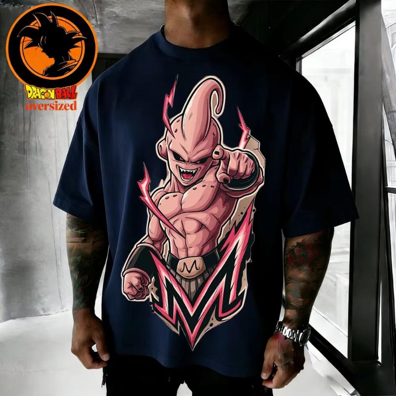 2026 Summer Dragon Ball Retro Pure Cotton Mens Tshirt Evil Magic Man Buo Oversized Casual Shirt Unisex Parentchild Suit