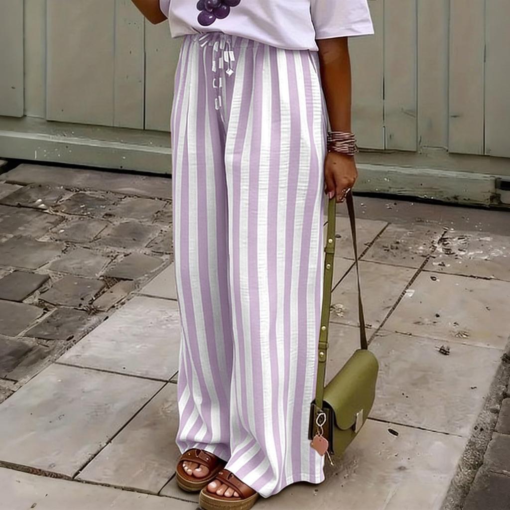 Women's Casual Straight Leg Jogger Pants Loose Fit with Elastic Cuffs for Summer