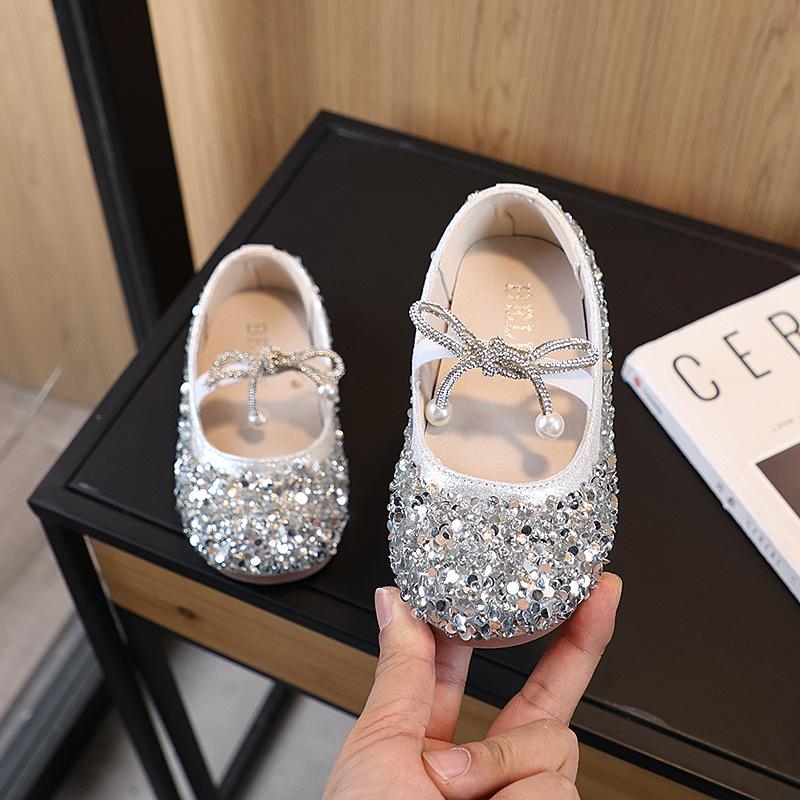 Kids Girls Sequined Princess Soft Sole Fashion Casual Leather Shoes 21