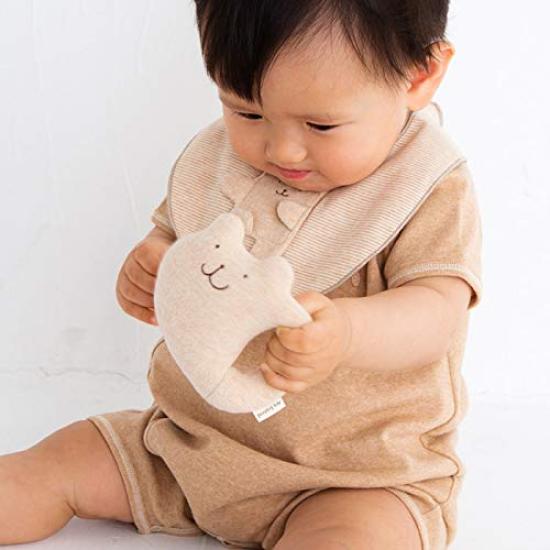 pompkins BABY Organic Cotton Rattle and Dog Made in Japan Y-1026 100% [Rabbit, Bear, Series] (Natural (Rabbit))