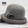 Middle-aged woolen basin hat, women's top hat, burgundy season, middle-aged women's hat, spring hat, big-brimmed sun hat