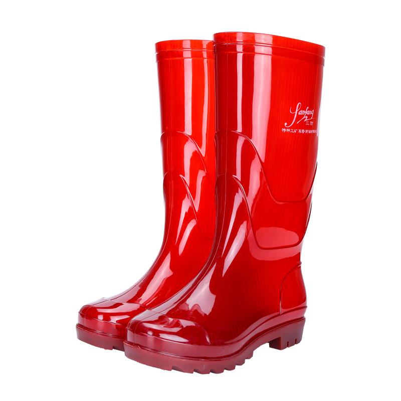 Thickened Non-inner Beef Tendon Sole Long Tube Non-slip Rubber Shoes, High Tube Labor Insurance Industrial and Mining Quick-drying Brown