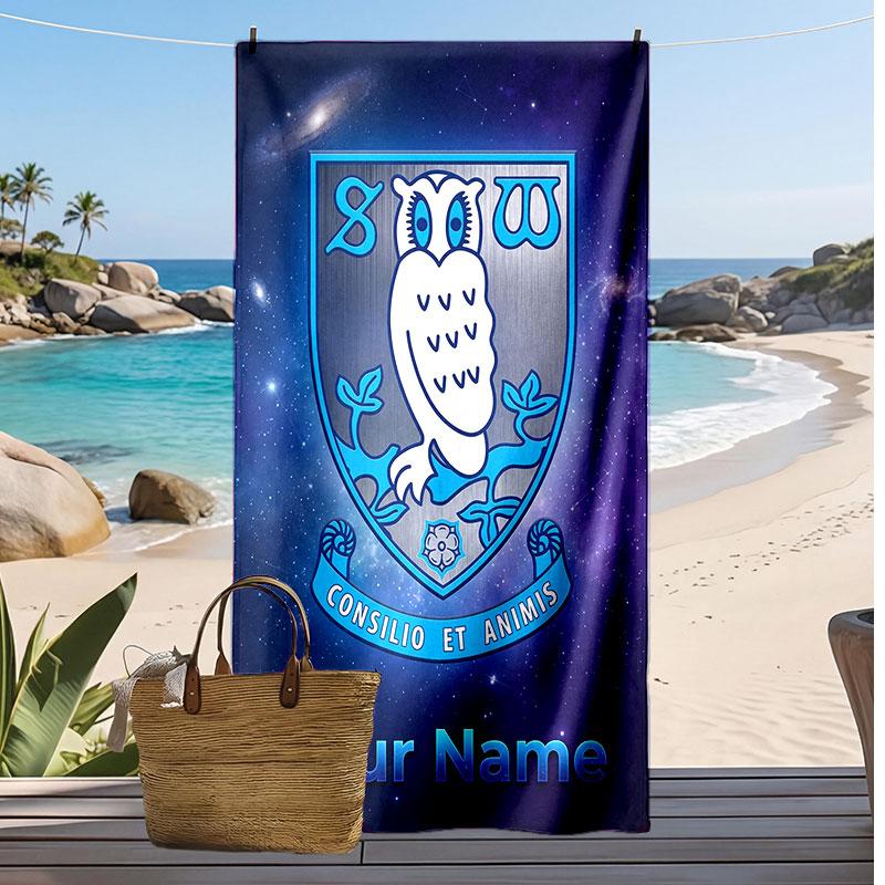 Sheffield Wednesday FC Spersonalizowany Drukowany Ręcznik Plażowy Logo Piłkarskie Wsparcie Niestandardowe Imię Tekst Chłonny Ręcznik Do Sportu Podróży Specjalny Prezent