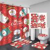 Cute Snowman Christmas Shower Curtain Set Silver Pine Branches Snowflake Xmas Balls Bathroom Decor Rug Bath Mat Toilet Lid Cover