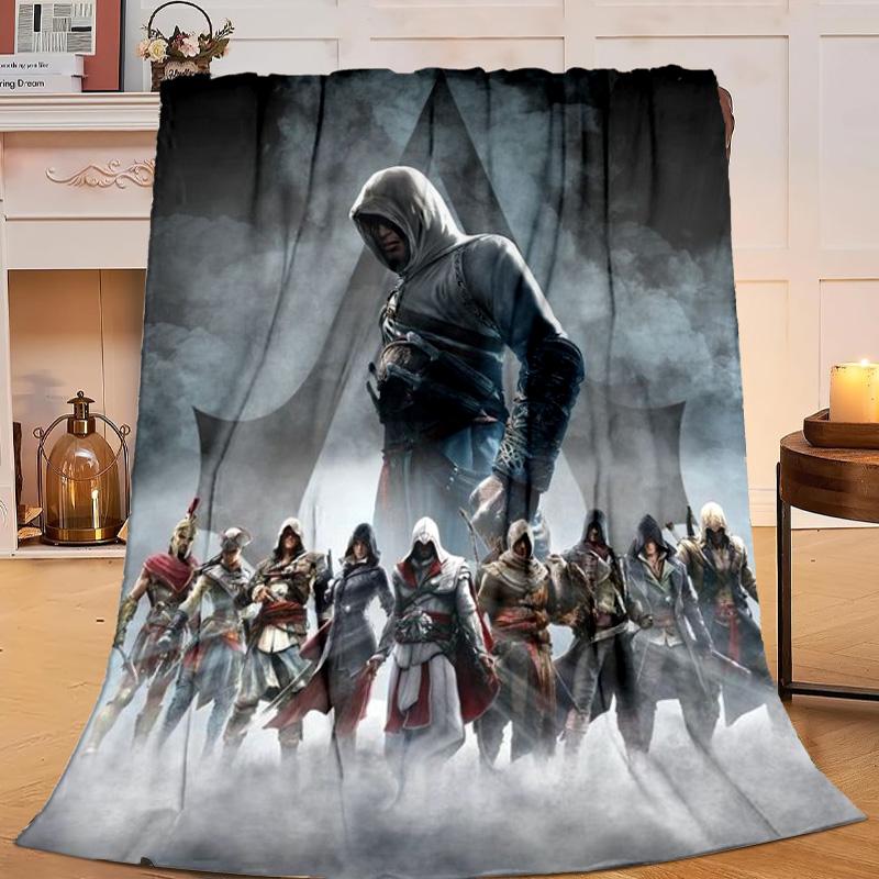 1PC Assass Warrior Flannel Blanket Gift, Suitable for Both Men And Women, Soft Ideal for Beds And Sofa, Birthday Or Christmas Gift