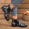Large Size Printed Martin Boots for Women's Autumn and Winter New European and American Style Chelsea Boots for Women