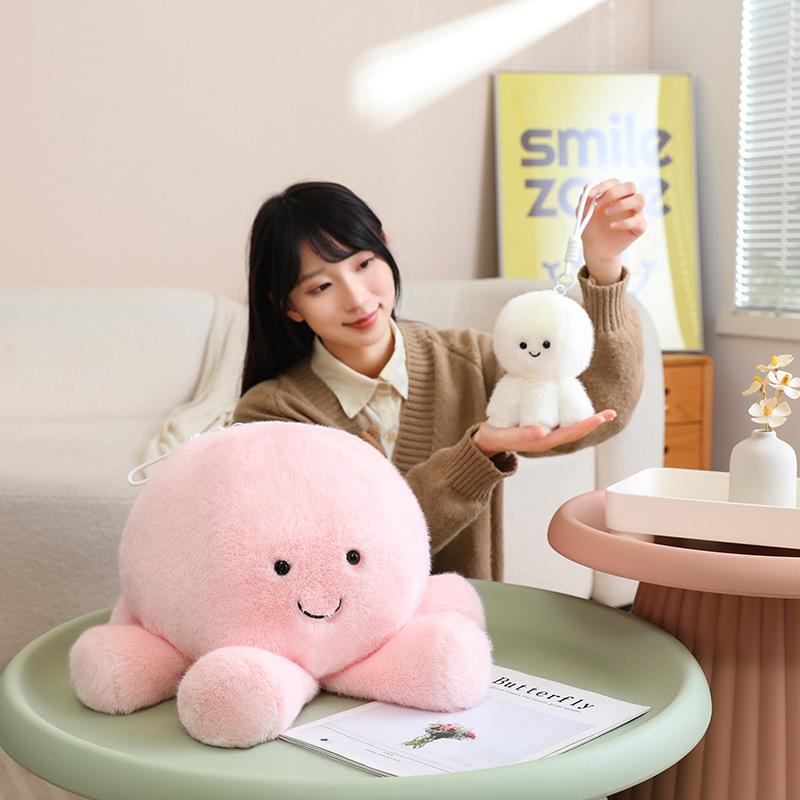 Adorable Rotating Jellyfish & Octopus Plush Pendant - Cute Desk Companion Ornament Gift