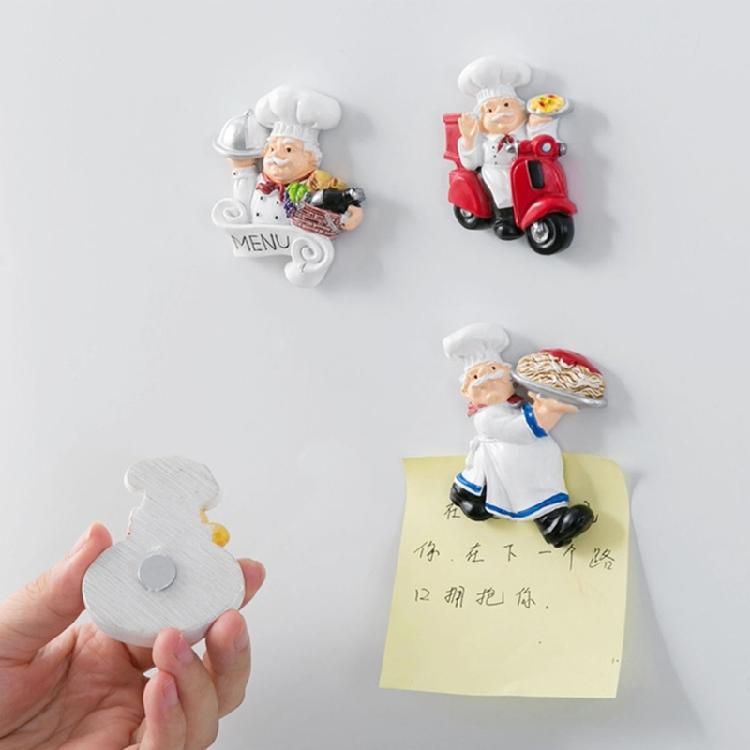Set of 4pcs Chef Figurine Statue Decorations Stickers for Kitchen Restaurant