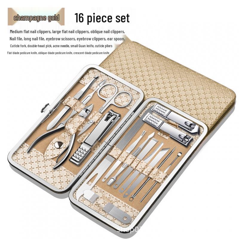 Nail Clipper and Pedicure Set: Ear Pick, Scissors, Tweezers, Slanted Edge Pliers, Knife