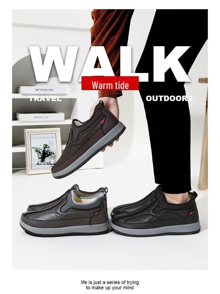 Men's Winter Fleece-Lined Waterproof Slip-On Cotton Boots | Non-Slip and Warm