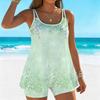 Women's Swimwear Tankini 2 Piece Swimsuit  Starry Sky Blossoms  Pattern Vacation Bathing Suits