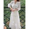 Λευκό μακρύ φόρεμα Γυναικεία καλοκαιρινά Boho δαντελένια φορέματα Γυναικείο φόρεμα για διακοπές στην παραλία