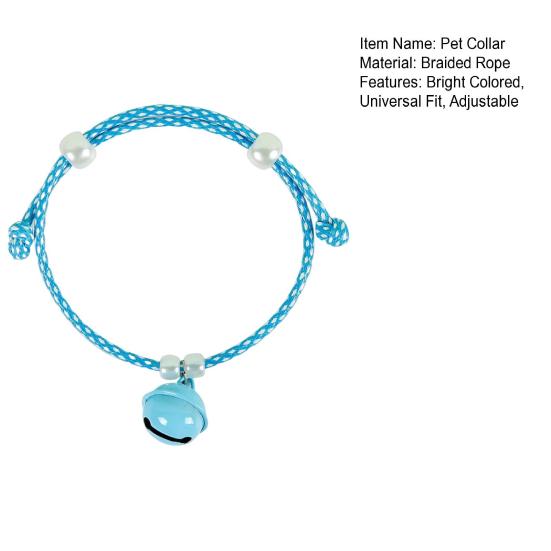 Cat Collar with Bell Slip-On Design No Buckle Adjustable Pet Collar Braided Rope Dog Collar for Puppy Kitten Small Dogs Cats