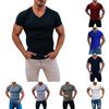Men's Solid Color V-Neck Quick-Dry Short-Sleeve T-Shirt.
