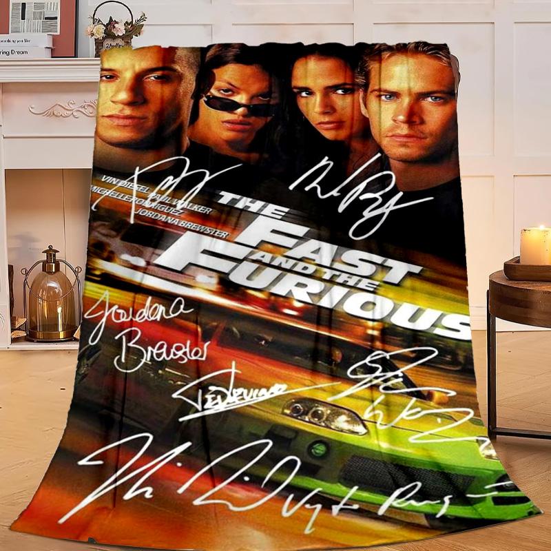 1PC Fast And car Family Flannel Blanket Gift, Suitable for Both Men And Women, Soft Ideal for Beds And Sofa, Birthday Or Christmas Gift