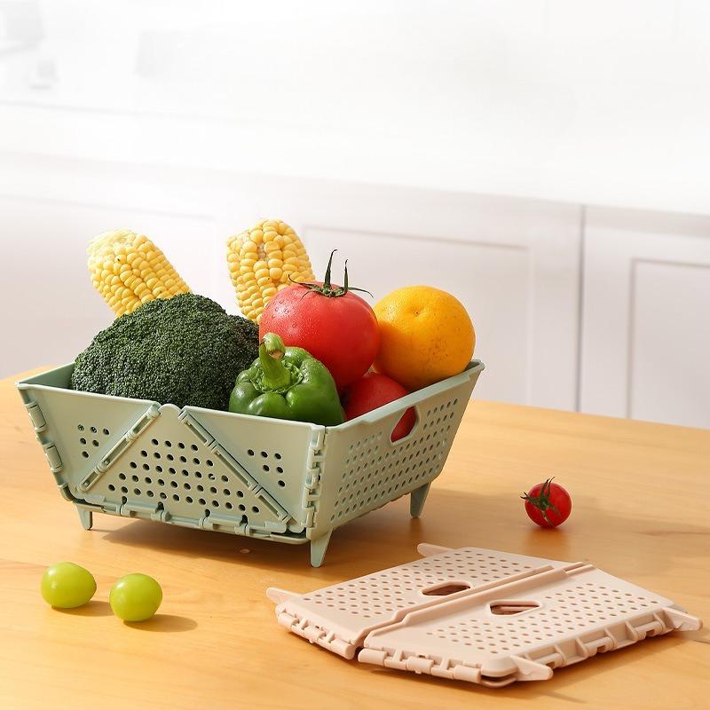 Creative Foldable Vegetable Washing Basin, Household Storage Basket, New Plastic Living Room Fruit Basket, Kitchen Drain Basket