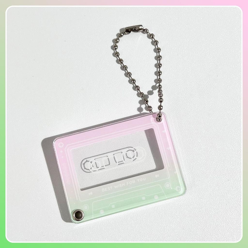 Music Player Photo Frame Keychain Acrylic Slide 1 Inch Photo Organizer Photocard Case Hanging Pendant for Bag